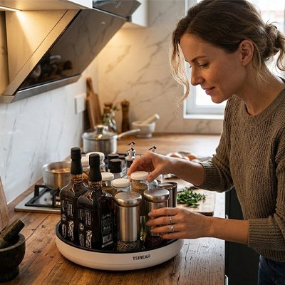 plateau tournant cuisine épices triées accessibles en un instant