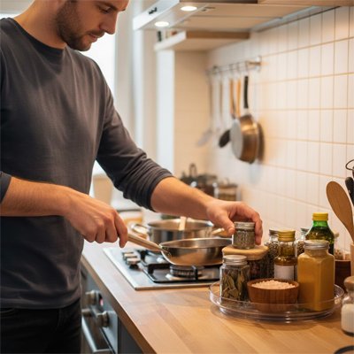 plateau tournant support à épices bocaux condiments cuisine rustique grande contenance