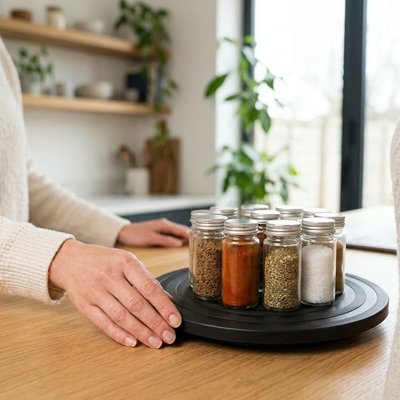  plateau tournant table épices accessibles d'un simple geste fluide