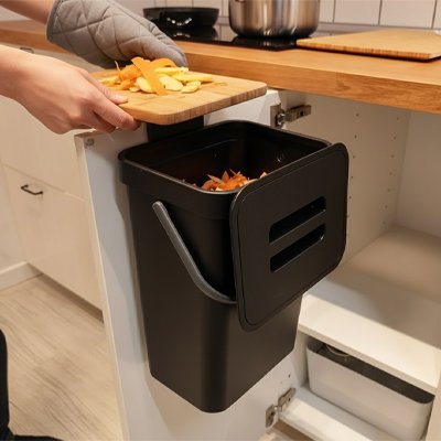 poubelle cuisine sous evier suspendue capacité compacte 5l