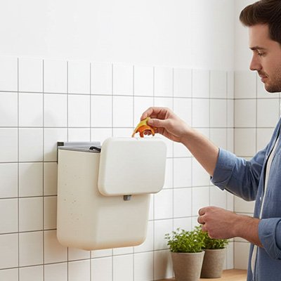 poubelle sous evier seau amovible fixation adhésive solide et fiable