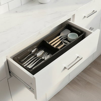 range couvert extensible noir tiroir blanc épuré couverts inox organisés sans effort au quotidien 