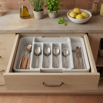 range couvert modulable ajustable 5 7 compartiments séparation nette couverts bien rangés