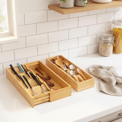 range couvert sur mesure extensible bambou pour tiroir cuisine organisé