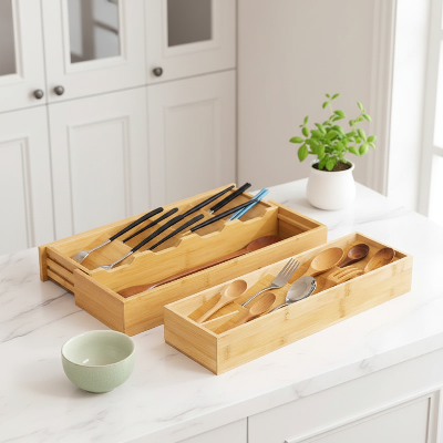 range couvert sur mesure bambou design pour cuisine épurée