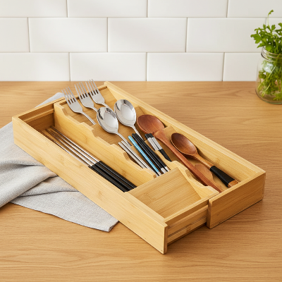 range couvert sur mesure bambou modulable pour tiroir optimisé