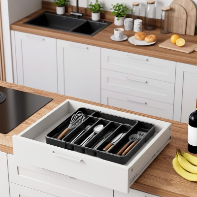 range couverts extensible 20.5–35.3cm noir adapte chaque tiroir sans outil