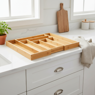 range couverts extensible en bambou s'adapte à tous les tiroirs