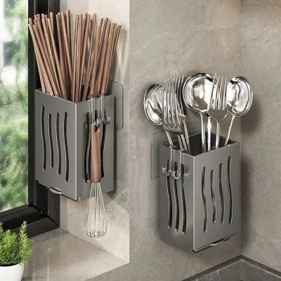 rangement à couverts mural gris gain de place plastique abs robuste 