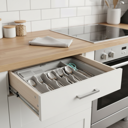  rangement couvert extensible 9 compartiments gris couverts rangés sans jamais chercher