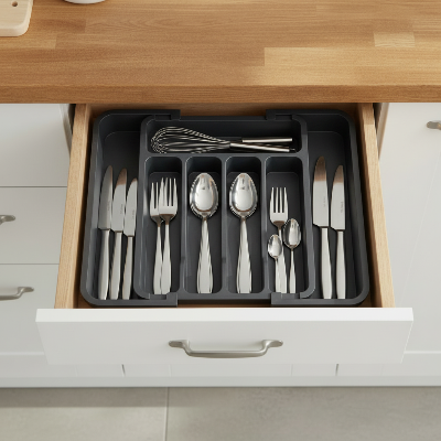 rangement couvert extensible ajustable 5-7 compartiments robuste couverts ustensiles parfaitement séparés