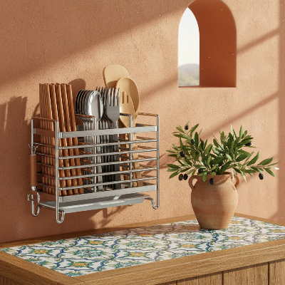 rangement couvert sans tiroir  pratique fixation murale libère le comptoir
