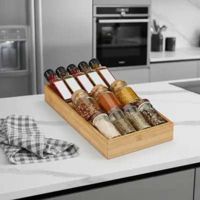 rangement epices tiroirs bambou accueil jusqu à 12 pots