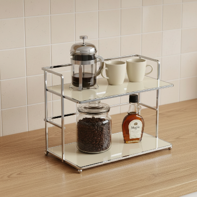 rangement etagere cuisine crème pour créer un coin café pratique et ordonné