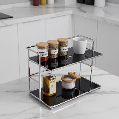 rangement etagere cuisine noir pour structurer épices et condiments au quotidien