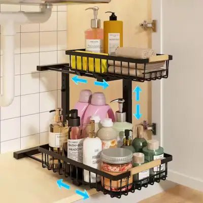 rangement sous evier ajustable extensible selon la largeur du meuble