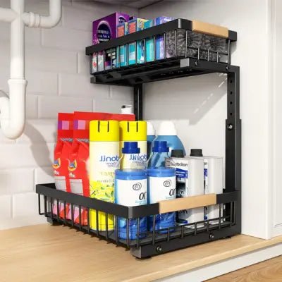 rangement sous evier ajustable parfait pour produits ménagers et éponges