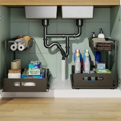 rangement sous evier coulissant métal conçu pour maximiser chaque centimètre carré