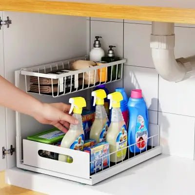 rangement sous evier coulissant métal offrant un accès rapide à vos produits
