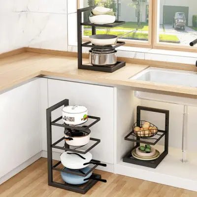 optimax rangement sous evier avec plateaux ouverts et barres de maintien
