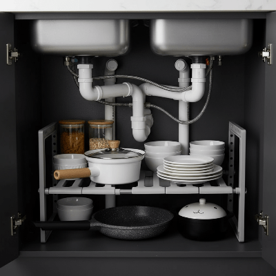 rangement sous evier rétractable extensible pour gain de place garanti