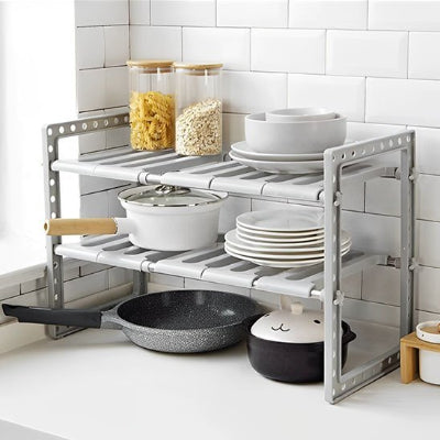 rangement sous evier rétractable gris pour rangement intelligent et pratique