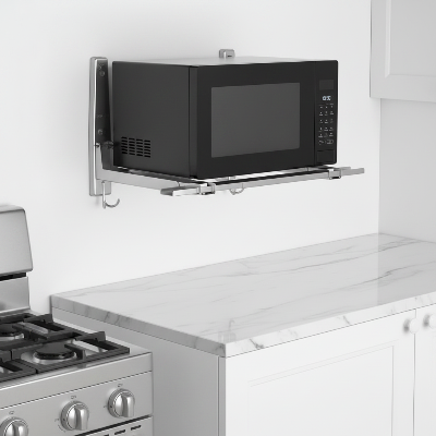  rangements muraux cuisine micro onde fixé au mur plan de travail libéré
