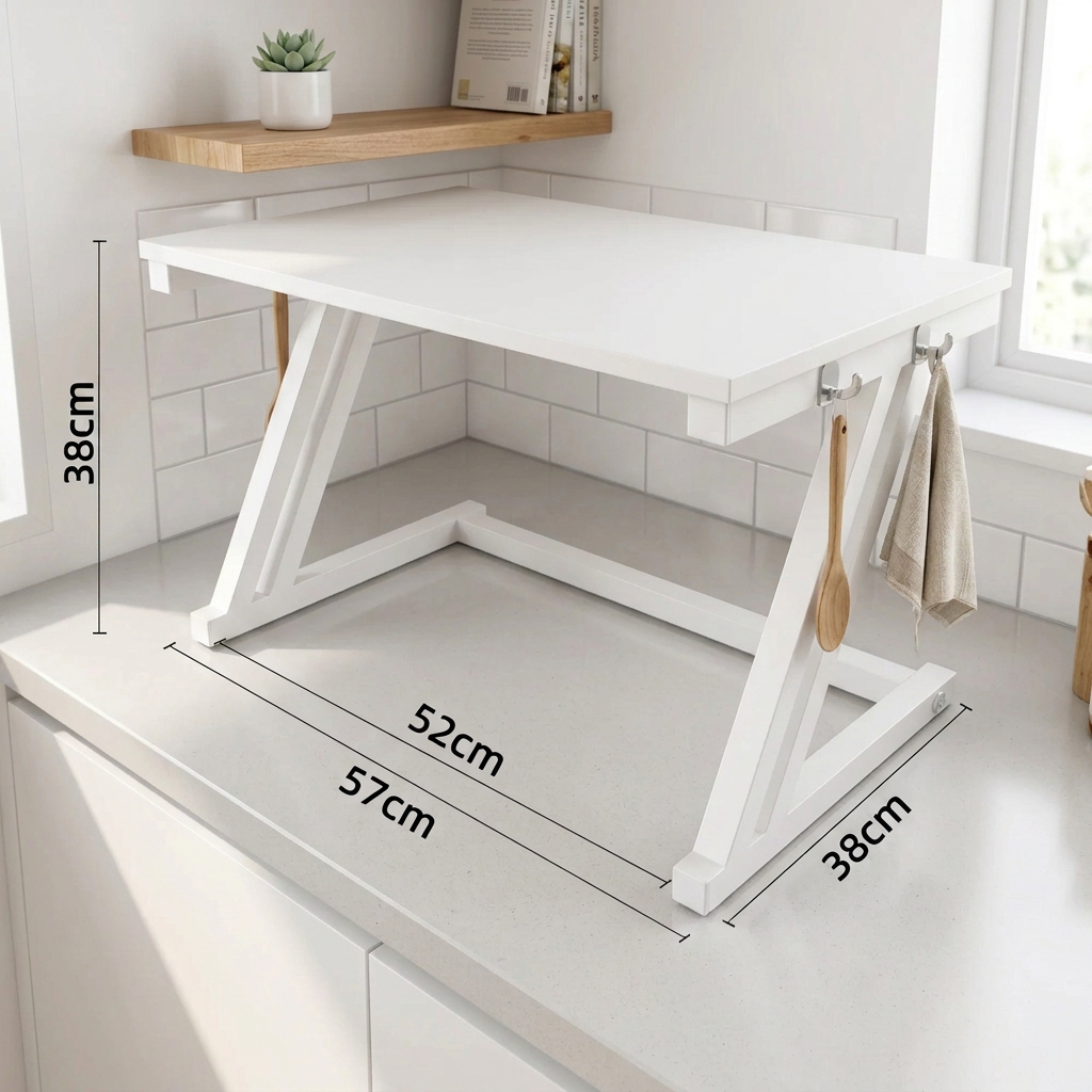 Variante entièrement blanche avec dimensions dans la cuisine