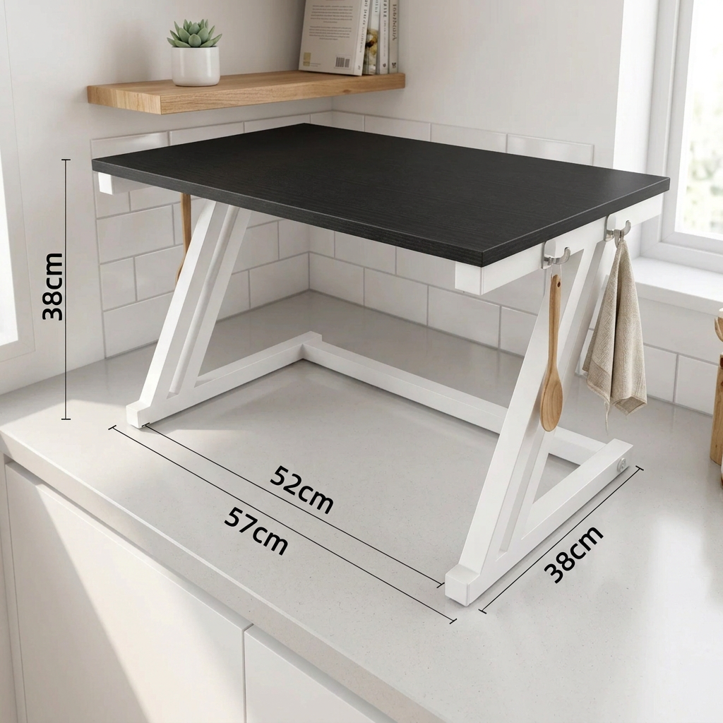 Variante noire et blanche avec dimensions dans la cuisine