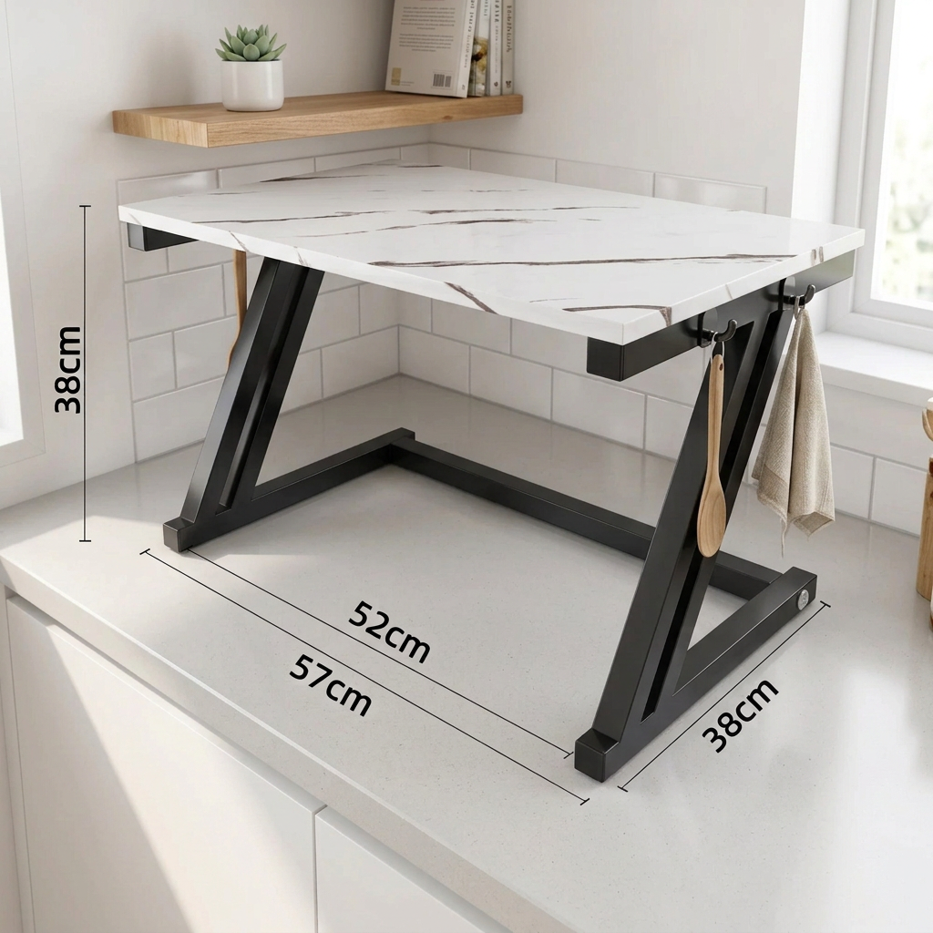 Variante effet marbre et noire avec dimensions dans la cuisine